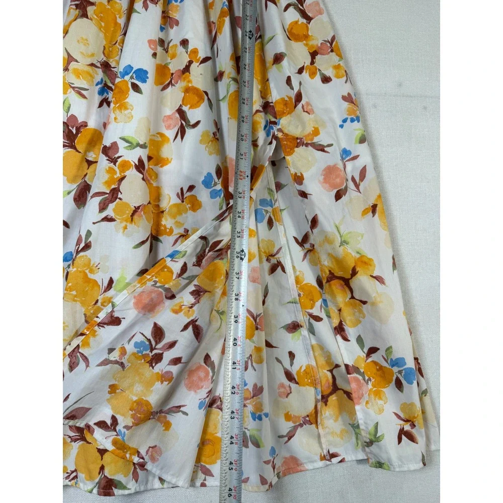 Abercrombie & Fitch Floral Flutter Sleeve Smocked Maxi Dress Yellow Orange Small